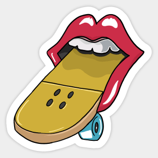 Glossy red lips skateboard tongue Skateboarding Sticker